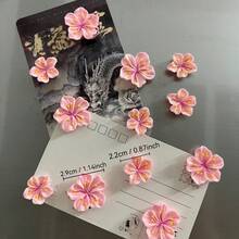 2 件/5 件/8 件/10 件/15 件紫色花朵装饰冰箱贴，塑料矩形强力冰箱贴和办公室磁铁，适合节日礼物和家居装饰 - 粉色 - 查看 3