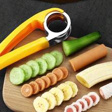 Rebanador de Plátano y Cortador de Salchichas, Utensilio de Acero Inoxidable para Ensaladas de Frutas - Plateado - Ver 4