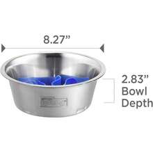 Outward Hound Medium Slow Feeder Bowl, Puzzle Maze For Fast Eaters, Small To Medium Dogs, Helps Prevent Bloat & Aid Digestion, Holds 2 Cups Wet Or Dry Food, Non-Slip, Made Without BPA, Turquoise - 不銹鋼 - 查看 7