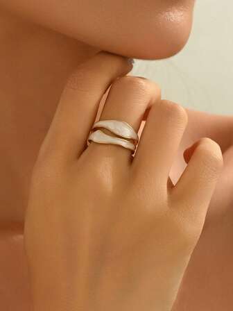 1 件时尚独特简约创意小众设计滴釉戒指，适合女性日常佩戴