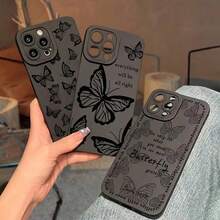 3pcs funda para iPhone con patrón de mariposa negra y exquisita protección para la pantalla contra caídas - Multicolor - Ver 6