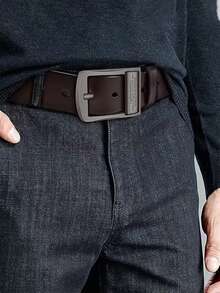 Cinturón de cuero con hebilla de pasador para hombres, cinturón de cintura retro con hebilla de aleación giratoria, cinturón de pantalones casual clásico de moda, mejor regalo de Navidad para novio o papá