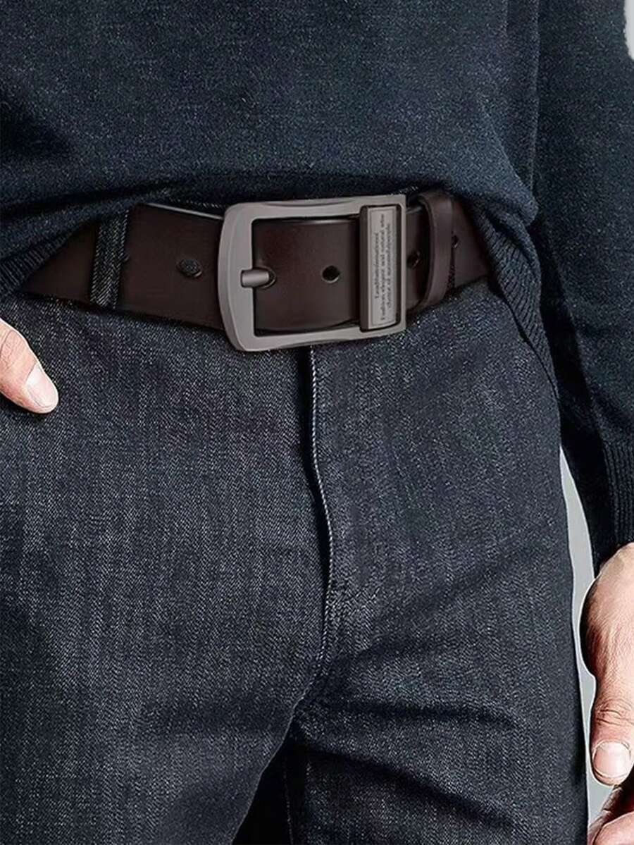 Cinturón de cuero con hebilla de pasador para hombres, cinturón de cintura retro con hebilla de aleación giratoria, cinturón de pantalones casual clásico de moda, mejor regalo de Navidad para novio o papá