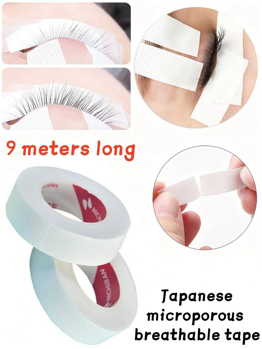 10卷日式睫毛嫁接胶带，卸妆胶带，睫毛嫁接固定胶带，透气穿孔眼贴 - 白色 - 查看 1
