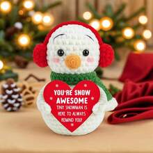 1pc Handmade Crocheted Desktop Decor Snowman Ornament, Cute Design As Birthday Gift For Best Friend, Girlfriend, Sister, Mom, Grandma, Coworker, Family, Positive Vibes, Party, Halloween, Christmas, Kids Plush Doll, Room Decoration, Small Gift, Souvenir