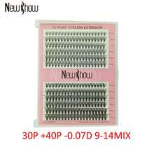 New Show Cílios Postiças Tufo Volume 20P + 30P Misto / 30P + 40P Misto D Curl 9-14mm - Extensão Profissional - Preto - Visão 2