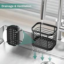 Shower Toothbrush Holder For Bathroom, Stainless Steel Tooth Brush Organizer Storage Caddy, Sink Toothpaste Holder Stand Tray, Silver Bathroom Countertop Accessories Decor - 黑色 - 查看 3
