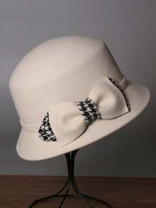 1 peça chapéu de balde de lã com decoração de borboleta, novo, outono/inverno, moderno e elegante, versátil, favorece rostos pequenos, estilo britânico, presente de luxo