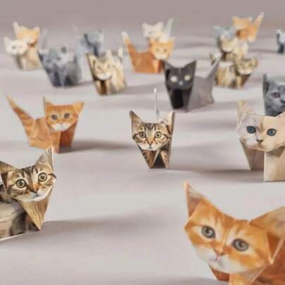 50pcs DIY Origami Paper Craft Set, Creative Paper Cat, Dog, Dinosaur Folding Art & Craft Kit