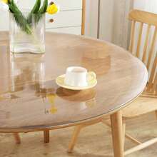 1pc Round Transparent PVC Tablecloth, 0.25mm Thick Clear Protective Mat, Heat Resistant, Waterproof, Scratch-Resistant, Suitable For Home, Office, Cafe