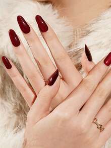 1 Box Natural UV Gel Nail Stickers, Long-Lasting Classic Christmas Red Semi-Cured 20pcs Finger Nail Gel Stickers, Easy To Apply And Remove - Multicolor - View 6