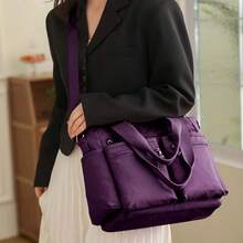 Tote Bag For Women Nylon Purse And Handbags Tote Purse Crossbody Bag Messenger Bag Canvas Handbags For Woman - Dark Purple - View 2