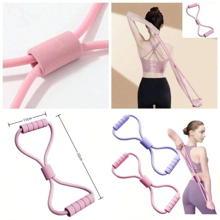 Ligas de Resistencia para Ejercicio y Fisioterapia, Bandas Elsticas 25 lbs en Forma de 8 - Kit Pilates para Ejercicio en Casa, Gym y Equipo de Fitness - rosa - Ver 1