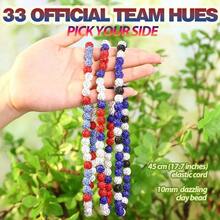Baseball, Bling Beaded Women Men, Baseball Drip Necklace Bead Inspired Sports Jewelry, 17. Inches, AgeOver 8 Years Old - White-lightblue-red-17.7" - View 5