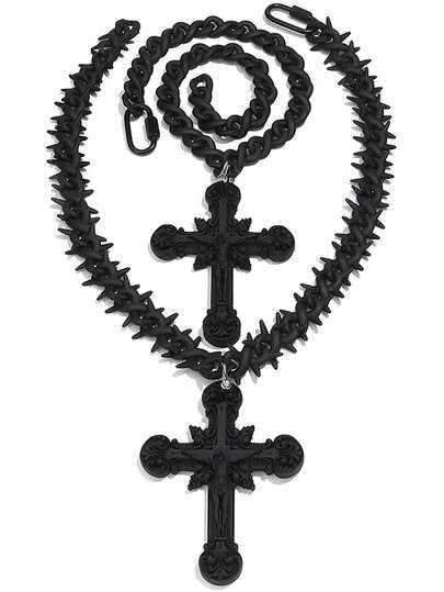 1 款流行嘻哈透明彩色链树脂超大耶稣吊坠项链适合男士日常佩戴礼物