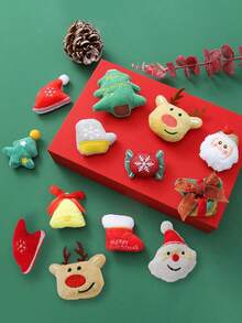 (款式随机)创意卡通胸针圣诞驯鹿圣诞老人胸针百搭可爱胸针卡通后开式圣诞胸针钥匙扣吊坠配饰礼物 - 彩色 - 查看 12