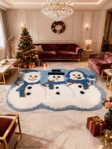 1 szt. Wycieraczka z motywem bałwana, niebieska, idealna do dekoracji domu, jako dekoracja choinki i wieńca, wprowadzająca świąteczną atmosferę, zmywalny dywan, mata zewnętrzna, dywanik kuchenny, dywanik do przedpokoju, dywanik kuchenny