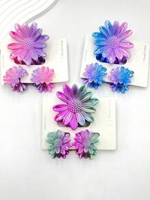3 piezas/9 piezas/18 piezas Pinza de pelo con estampado floral casual 2025 nueva con baño electrolítico de margarita, dulce para playa, viaje, fiesta, vacaciones, regreso a la escuela, accesorios de moda elegantes para el invierno