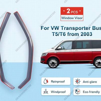 GEARZAAR For VW T5 T6 Transporter Multivan Van 2003-Onwards 2pc Wind Deflectors !
