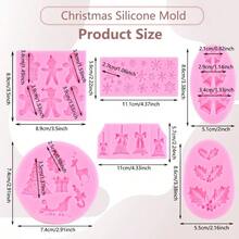 Christmas Silicone Molds Christmas Tree Fondant Mold Christmas Bell Gingerbread Snowflake Reindeer Holly Leaves Molds For Xmas New Year Party Cake Cupcake Decoration Set Of 6