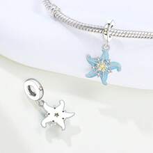 1 pieza Colgante plateado con encanto de vida marina, delfín, tortuga, estrella de mar, medusa, diablo marino, sirena para hacer pulseras, collares y joyería DIY como regalo de cumpleaños para mujeres