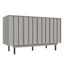 Esszimmerschrank (140*38,5*82,5cm), Esszimmer-Wohnzimmer-Aufbewahrungsschrank, einzigartiges Design, Schranktürdesign, freistehender Schrank, Minimalistisches Sideboard,Schwarz