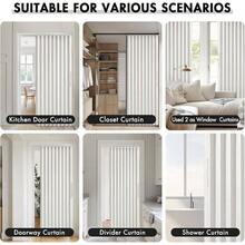 Accordion Style Magnetic Folding Door Curtains DoorwaysCloset, Room Divider Pleated Drapes With Hooks Interior Living RoomBedroomOpen Closet, White, W39x L78 Inches, 1 Panel - 39"W X 78"L (Pack Of 1) + White - View 6