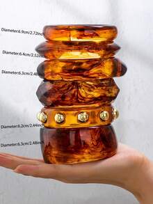 1 Pc America European Resin Cuff Bangle , Women Fashionable Fall Season Tortoise Color Acrylic Bracelets Set , Stacked Arm Bands , Minimalist Design Jewelry Suitable For Daily Wear