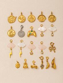 1pc Fashion Gold Animal Series Lion Elephant Whale Big Dog Sea Turtle Unicorn Exquisite Pendant, Electroplated 18K Gold, Waterproof And Sweatproof, Suitable For DIY Necklaces, Bracelets, Earrings, Keychains, Bag Chains, Shoe Buckle Accessories, Women's Jewelry Accessories, DIY Accessories - Gold - View 5