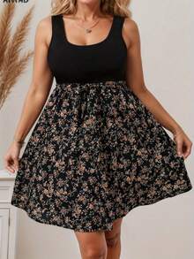 Women's Floral Print Dress Summer Sleeveless Off-Shoulder Maxi Dress Casual Split Chiffon Elegant Ladies Plus Size Boho Dress