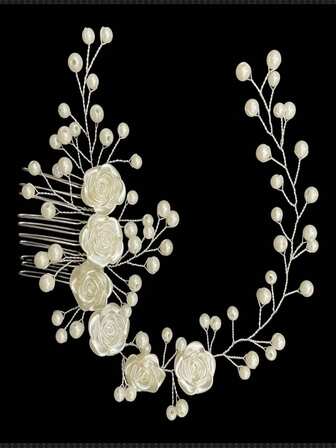 Elegant Floral Pearl Bridal Hair Accessory
