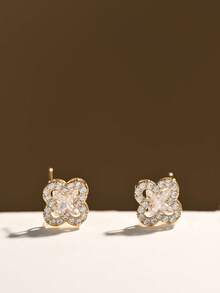 Pendientes de cobre chapados en oro de 18K, elegantes y lindos, aptos para uso diario y reuniones - Dorado - Ver 3