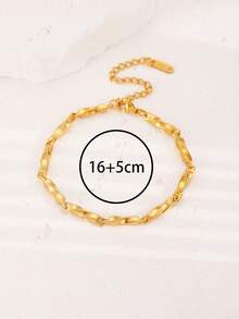 Pulsera de cadena de eslabones geométricos de acero inoxidable elegante, accesorio de joyería minimalista y versátil para mujeres, adecuado para uso diario y fiestas, gran regalo para amigos