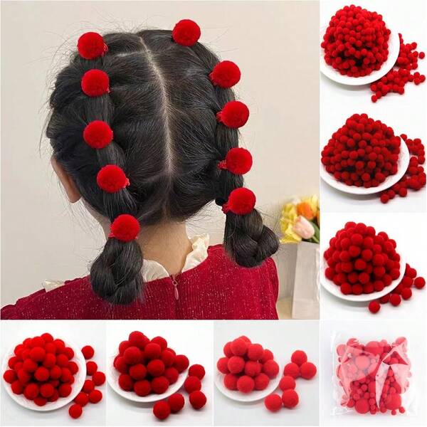 Pompons rouges 8/10/15/20/25/30mm Mini Pompons doux et moelleux pour la décoration de mariage faite main, l'hiver, Halloween, Thanksgiving, Noël, artisanat, maison, bureau, couture et DIY