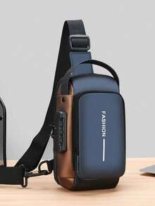Tas Selempang Dada Pria dengan Kunci Sandi Anti-Pencurian, Teknologi Anti-Pencurian dan Kunci Tombol Digital - Tali yang Dapat Diatur, Perangkat Keras Warna Emas, Kain Tahan Lama, Kompartemen Resleting dan Kompatibilitas Port, Cocok untuk Sepeda Motor, Perjalanan, Gym, Penggunaan Sehari-hari - Acara Kasual dan Formal (Hitam/Cokelat) - Muat Smartphone dan Barang-Barang Penting - MultiWarna - View 9