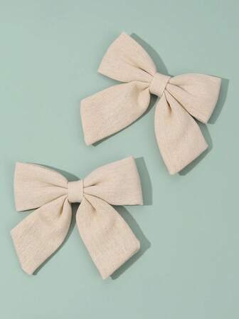 2pcs Toddler Girls Bow Decor Hair Clip