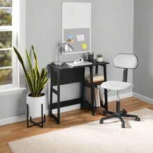 Quick Assembly Desk, Black Finish - True Black Oak - View 9