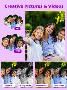 W&O 2.4-Inch Digital Camera, FHD 1080P, Digital Point And Shoot, Retro 64MP For Vlogging With Anti Shake 16X Zoom, Compact, 32GB SD Card Included,MP3 Player, With Flashlight -Best Gift For Beginners Of Cameras - Purple-q3 - View 5