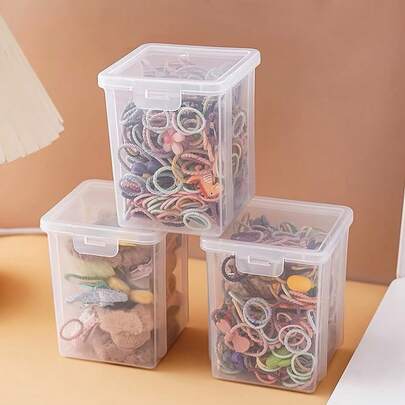 2/4pcs Stackable Transparent Jewelry Storage Box With Lid - Dust-Proof, Waterproof, Moisture-Proof Storage Box For Jewelry And Hair Accessories