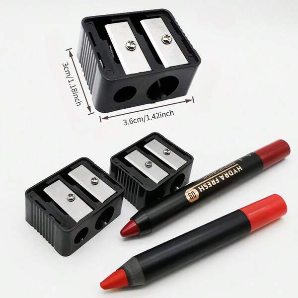 12pcs/Set - Eyebrow Pencil, Eyeliner Pencil, Lip Liner Pencil, Dual-Hole Pencil Sharpener, Lipstick Pencil, Plastic Pencil Sharpener, Makeup Brush