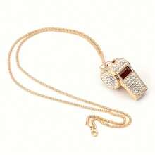 1pc Unique Metal Crystal Whistle With Chain, Elegant Gold Plated, Multi-Purpose Decorative Whistle, Accessory, Loud & Clear Sound, Suitable For Coaches, Referees, Lifeguards, Sports Events, Outdoor Activities, Formal Occasions, Luggage Tag, Outdoor Survival Emergency Whistle - Multicolor - View 10