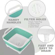 2 Pack Dishpan For Washing Dishes, 24Gal_9L Wash Basin With Draining Plug Carry Handles, Collapsible Bucket For Cleaning, Portable Sink, Foldable Plastic Tub - Màu B - Xem 4