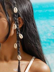 imoli 5pcs Beach Vacation Style Braided Hair Hoop Rings Headband Accessories, Gift For Women - Multicolor - View 6