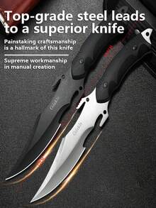 D2 Fixed Blade Knife With Sheath, Fixed Blade Knife Full Tang EDC Tools for Edc Camping Fishing - Blanco y Negro - Ver 10