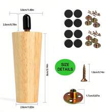 8pcs Wooden Furniture Legs, Round Shaped Natural Wood Color, Replacement Legs For Furniture Like Bedside Tables, TV Cabinets, Footboards, Chairs, Sofas, Cabinets, Bed Frames, Dressers, Medieval Style