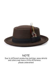 1 pieza Sombrero de protección solar casual de poliéster (poliéster) con plumas naturales de color contrastante, sombrero de playa, para todas las estaciones, unisex