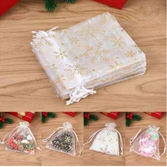 20/50/100PCS Snowflake Multi-Color Osa Bags, Gift Packaging Bags, Gift Bags, Home And Daily Necessities, Festival And Party Supplies, Wedding Supplies, Table Gift Decoration Packaging, Nylon Bags, Jewelry And Accessory Packaging, Gift Hanging Bags, Beauty Bags, Skin Care Bags, Birthday Gift Jewelry Drawstring Bags