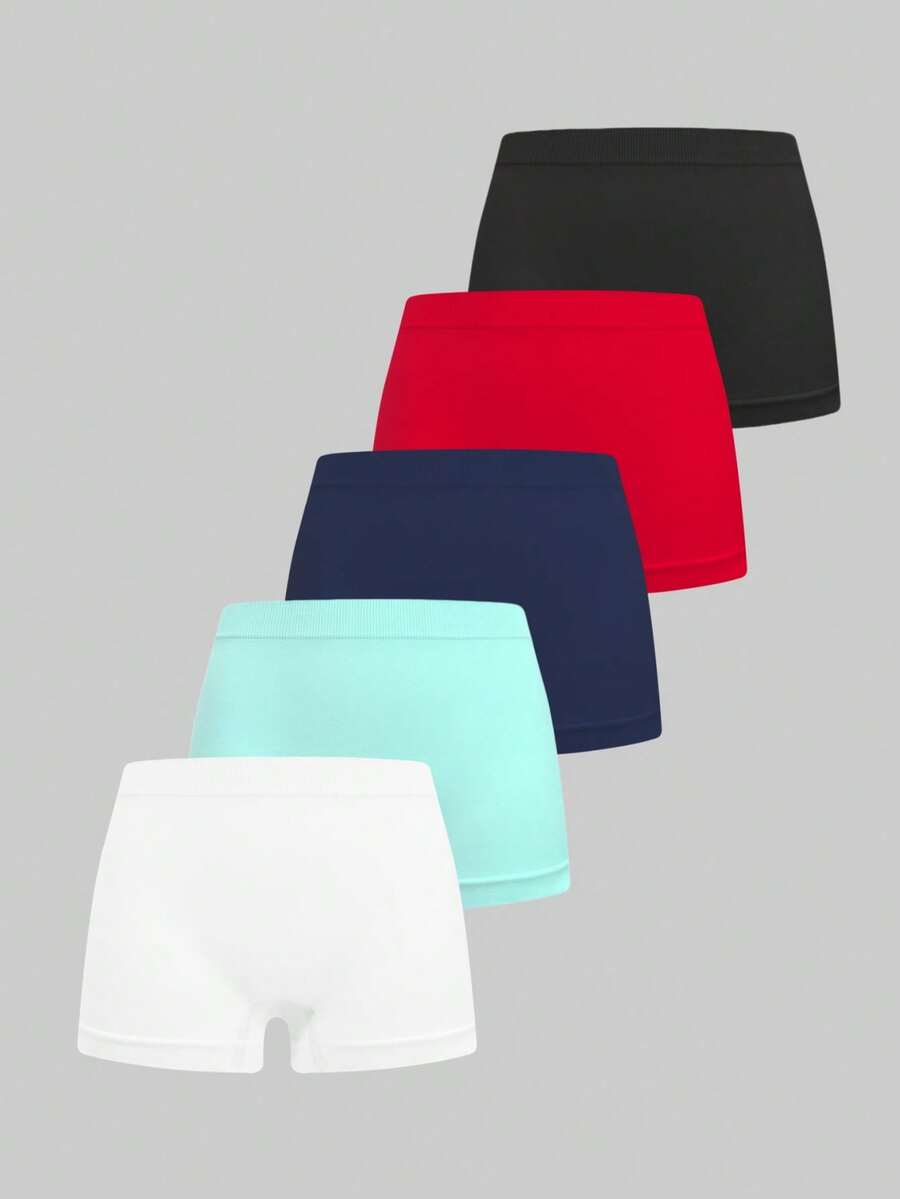 Quần lót boxer cạp chun co giãn liền mạch màu trơn tối giản cho bé trai, thích hợp mặc hàng ngày và tập luyện - Nhiều màu - Xem 1