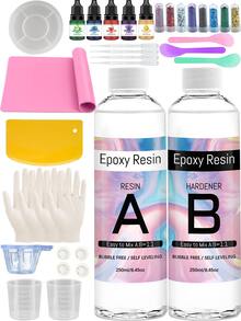 Bộ nhựa Epoxy 120ml/250ml, nhựa Epoxy trong suốt, không bọt khí, tỷ lệ 1:1 dùng để phủ, đúc, làm đồ trang trí bàn, DIY, nghệ thuật nhựa, thủ công mỹ nghệ, bộ dụng cụ thủ công nhựa cho người mới bắt đầu. - Bộ nhựa Epoxy - Xem 9