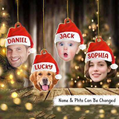 Customized Photo Ornaments, Personalized Family Portrait Christmas Ornaments, Family Portrait Ornaments, Family Commemorative Gifts, Home Christmas Decorations